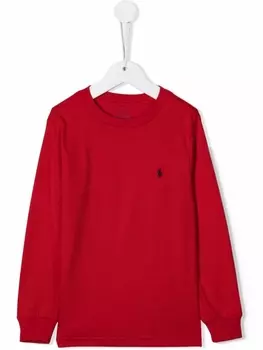 Ralph Lauren футболка с длинными рукавами и вышитым логотипом, красный