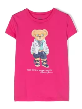Ralph Lauren футболка с принтом Teddy Bear, розовый