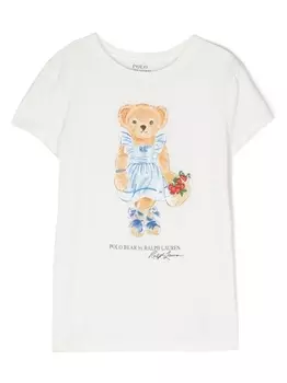 Ralph Lauren футболка с принтом Teddy Bear, белый