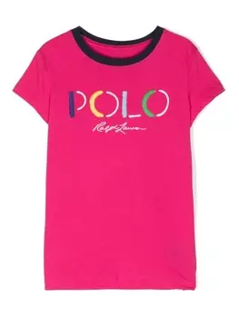 Ralph Lauren футболка с вышитым логотипом, розовый