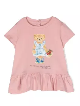 Ralph Lauren футболка Teddy Bear с оборками, розовый