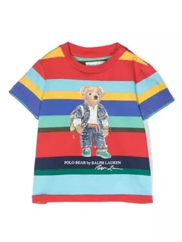 Ralph Lauren футболка в полоску с принтом Polo Bear, синий