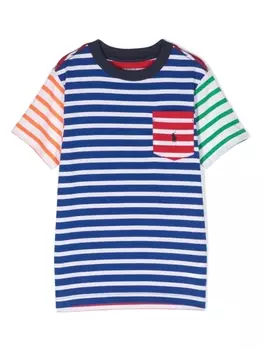 Ralph Lauren футболка в полоску с вышивкой Polo Pony, синий