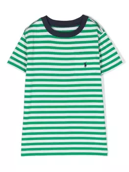 Ralph Lauren футболка в полоску с вышивкой Polo Pony, белый