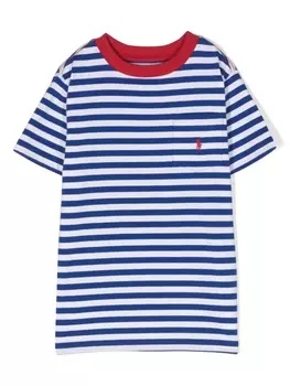Ralph Lauren футболка в полоску с вышивкой Polo Pony, белый