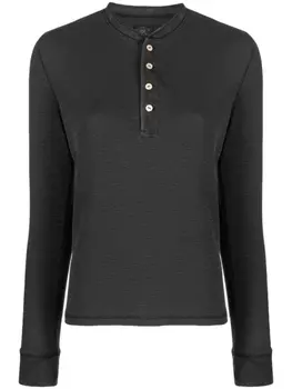 Ralph Lauren футболка в рубчик с длинными рукавами, черный
