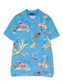 Ralph Lauren graphic-print cotton T-shirt, синий