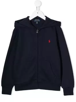 Ralph Lauren худи на молнии с вышитым логотипом, синий