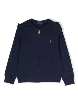 Ralph Lauren худи на молнии с вышитым логотипом, синий