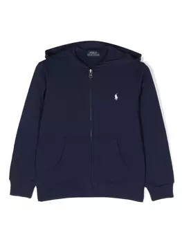 Ralph Lauren худи на молнии с вышитым логотипом, синий