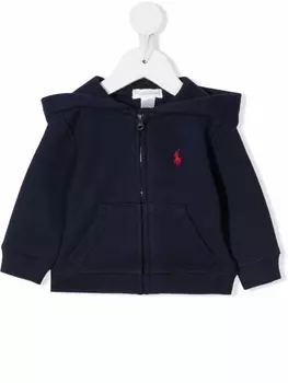 Ralph Lauren худи на молнии с вышитым логотипом, синий