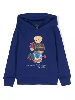 Ralph Lauren худи с длинными рукавами и принтом Polo Bear, синий