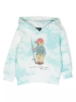 Ralph Lauren худи Teddy Bear с принтом тай-дай, синий