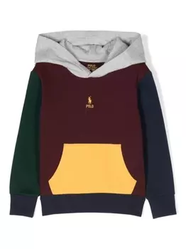 Ralph Lauren худи в стиле колор-блок с вышитым логотипом, красный