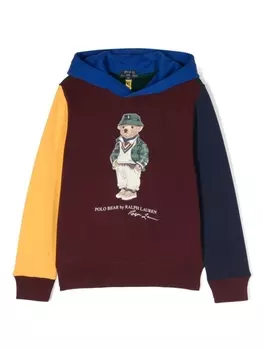Ralph Lauren худи в стиле колор-блок с принтом Teddy Bear, красный