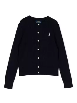 Ralph Lauren кардиган фактурной вязки с вышитым логотипом, синий