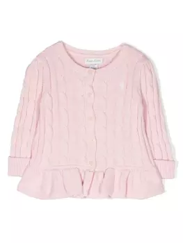 Ralph Lauren кардиган с баской и вышитым логотипом, розовый