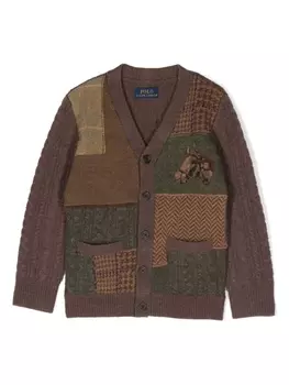 Ralph Lauren кардиган в технике пэчворк с V-образным вырезом, коричневый