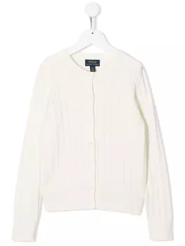 Ralph Lauren кардиган вязки с косами, нейтральный цвет