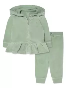 Ralph Lauren Kids бархатный спортивный костюм с баской, зеленый