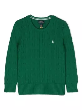 Ralph Lauren Kids джемпер фактурной вязки, зеленый