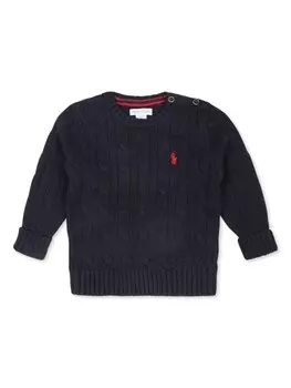 Ralph Lauren Kids джемпер из хлопка с косами, синий