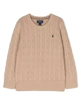 Ralph Lauren Kids джемпер Polo Pony фактурной вязки, нейтральный цвет