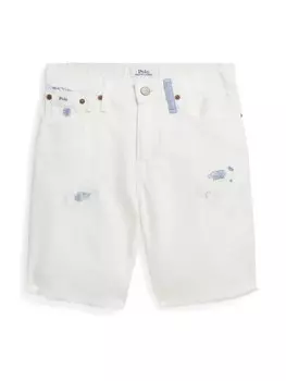 Ralph Lauren Kids джинсовые шорты с прорезями, белый