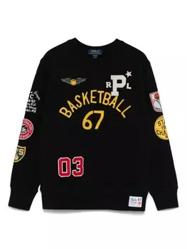 Ralph Lauren Kids флисовая толстовка с графическими нашивками, черный