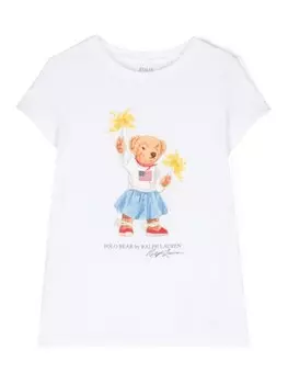 Ralph Lauren Kids футболка из хлопка с принтом Polo Bear, белый