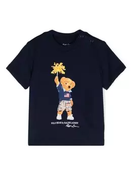 Ralph Lauren Kids футболка из хлопка с принтом Polo Bear, синий