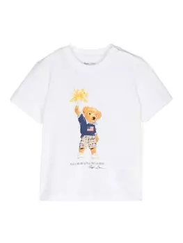 Ralph Lauren Kids футболка из хлопка с принтом Polo Bear, белый