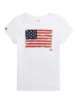 Ralph Lauren Kids футболка из хлопка с вышитым логотипом, белый