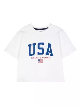 Ralph Lauren Kids футболка из хлопка с логотипом, белый