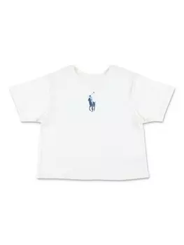 Ralph Lauren Kids футболка Polo Pony из хлопка, укороченная, белый