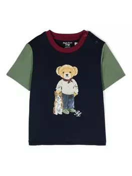 Ralph Lauren Kids футболка с изображением медведя поло, синий