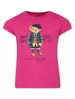 Ralph Lauren Kids футболка с принтом плюшевого мишки, розовый