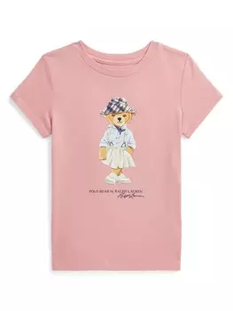 Ralph Lauren Kids футболка с принтом Polo Bear, розовый