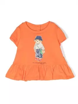Ralph Lauren Kids футболка с принтом Polo Bear, оранжевый