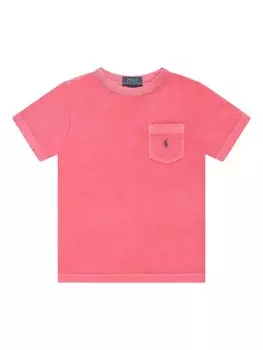 Ralph Lauren Kids футболка с вышитым логотипом, розовый