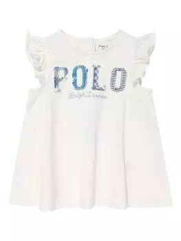 Ralph Lauren Kids футболка с вышитым логотипом, белый