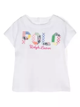 Ralph Lauren Kids футболка с вышитым логотипом, белый