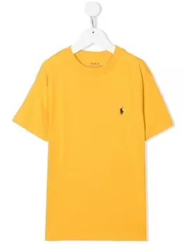 Ralph Lauren Kids футболка с вышитым логотипом, желтый