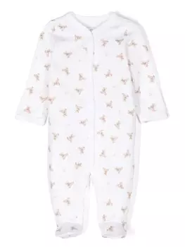 Ralph Lauren Kids хлопковая пижама с принтом медведей, белый