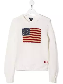 Ralph Lauren Kids хлопковый джемпер с вышитым логотипом, белый