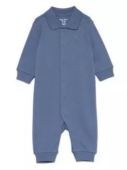 Ralph Lauren Kids хлопковый комбинезон с мотивом «Поло Пони», синий