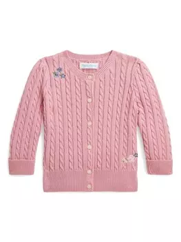 Ralph Lauren Kids кардиган фактурной вязки, розовый