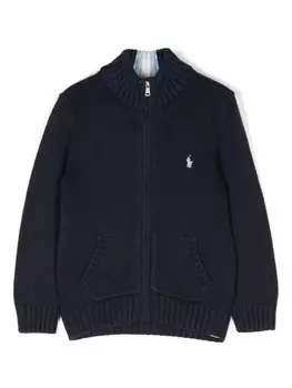 Ralph Lauren Kids кардиган с вышивкой Polo Pony, синий