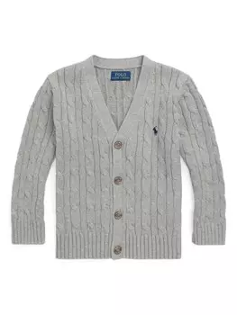 Ralph Lauren Kids кардиган с вышивкой Polo Pony, серый