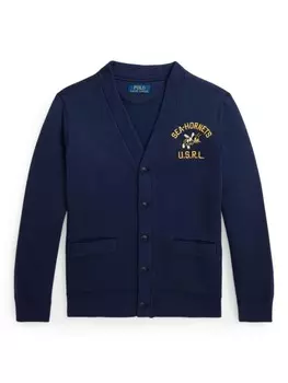 Ralph Lauren Kids кардиган с вышивкой, синий
